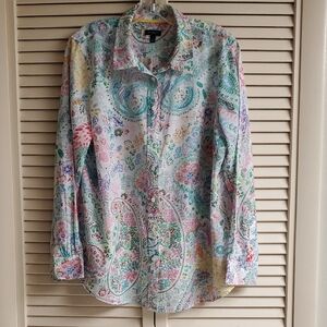 Talbots Pastel Paisley Button-Down Shirt in Mint, Pink, Yellow, Blue